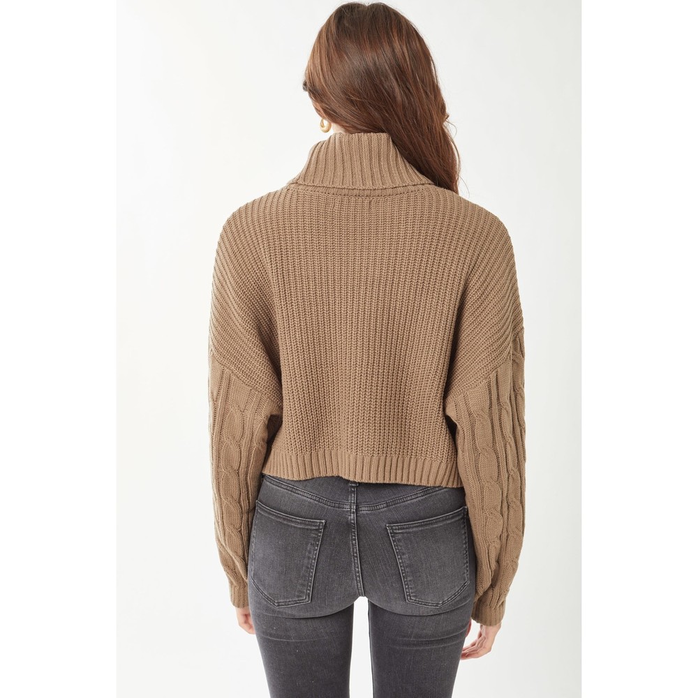 Turtle Neck Loose Fit Cable Knit Sweater - Picture 5 of 8